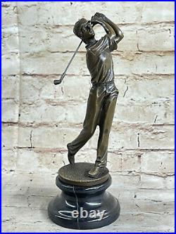 Golfer Golf Golfing Hand Made Sportsman Bronze Sculpture Statue Figurine Figure