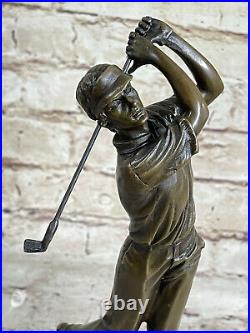 Golfer Golf Golfing Hand Made Sportsman Bronze Sculpture Statue Figurine Figure
