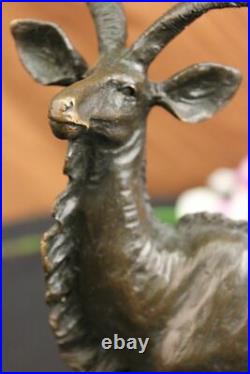 Gray Ghost Deer With Horn Stag Buck Bronze Sculpture Hand Made Figurine Statue