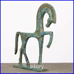 Greek Horse Bronze Statue (Green) Ancient Animal Sculpture MADE IN EUROPE