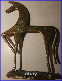 Greek Horse Vintage Statue Sculpture Bronze Brass Made in Greece Antique Art