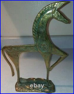 Greek Horse Vintage Statue Sculpture Bronze Brass Made in Greece Antique Art