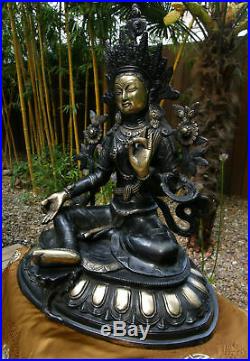 Green Tara Statue Made from Bronze With Feuervergoldetem Face from Tibet 11 KG