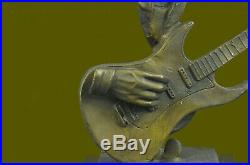Guitar Player Jazz Bronze Figurine Hand Made LostWax Method Sculpture Statue Art