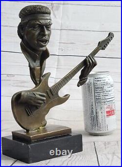 Guitar Player Jazz Bronze Figurine Hand Made by Lost Wax Method Sculpture Statue