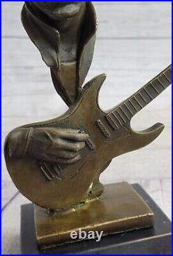 Guitar Player Jazz Bronze Figurine Hand Made by Lost Wax Method Sculpture Statue