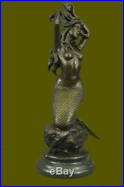 HandMade Hand Made by Lost Wax Method Mermaid Sea Nautical Bronze Statue Deco
