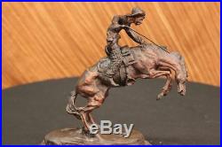 Hand Made 100% Bronze Statue Remington Bronze cowboy Horse Sculpture Figure Gift