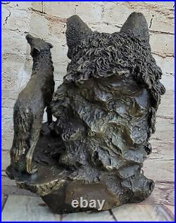 Hand Made 100% Hot Cast Bronze Regal Wolf Head Bust Sculpture Statue of Thrones