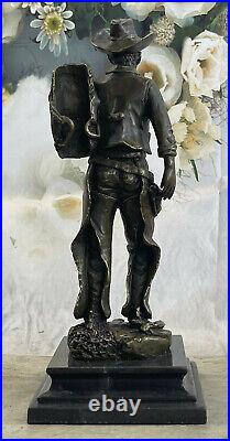 Hand Made 100% Solid Bronze Sculpture on Marble Base Old West Cowboy Statue