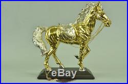 Hand Made 24K GOLD PLATED LARGE MUSTANG HORSE BRONZE STATUE ABSTRACT MODERN GIFT