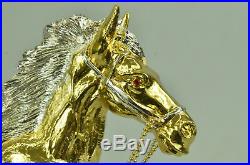 Hand Made 24K GOLD PLATED LARGE MUSTANG HORSE BRONZE STATUE ABSTRACT MODERN GIFT