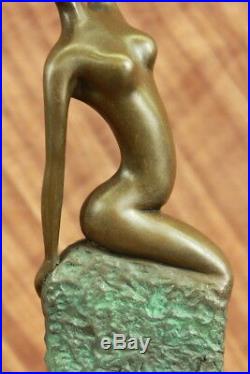 Hand Made Abstract Modern Art Bronze Sculpture Marble Statue Home Deco Girl