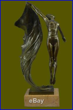 Hand Made Aldo Tall Nude Lean Woman Bronze Marble Statue. Home decor Art