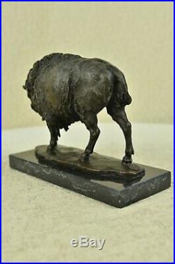 Hand Made American Artist Buffalo Bison Bronze Hot Cast Sculpture Statue Decor