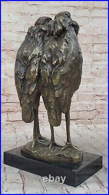 Hand Made Art Deco Genuine Solid Bronze sculpture of two Heron Bird Birds Statue