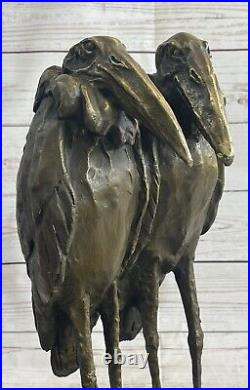 Hand Made Art Deco Genuine Solid Bronze sculpture of two Heron Bird Birds Statue