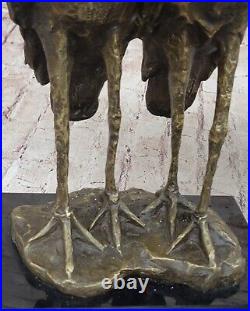 Hand Made Art Deco Genuine Solid Bronze sculpture of two Heron Bird Birds Statue