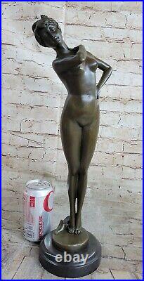 Hand Made Art Deco Nude Beauty Genuine Solid Bronze Sculpture Figurine