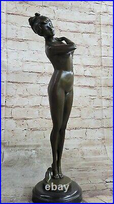 Hand Made Art Deco Nude Beauty Genuine Solid Bronze Sculpture Figurine