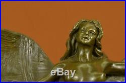 Hand Made Art Nouveau Woman Figural Bronze Wax Seal Sculpture Statue Figure