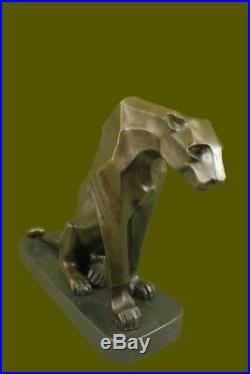 Hand Made BRONZE SCULPTURE LION PANTHER TIGER PUMA COUGAR CAT STATUE AFRICAN ART