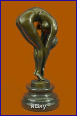 Hand Made BRONZE SCULPTURE NUDE GIRL FRENCH STATUE SIGNED FIGURINE FIGURE DEAL