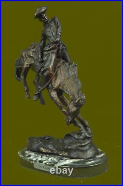 Hand Made Bronco Buster Frederic Remington Bronze Statue Cowboy Horse Sculpture