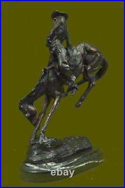 Hand Made Bronco Buster Frederic Remington Bronze Statue Cowboy Horse Sculpture
