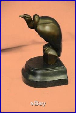 Hand Made Bronze Bird Pray Vulture Statue Sculpture Marble Base Figurine Gift