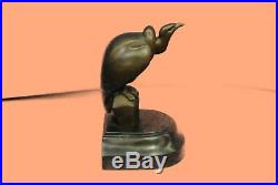 Hand Made Bronze Bird Pray Vulture Statue Sculpture Marble Base Figurine Gift