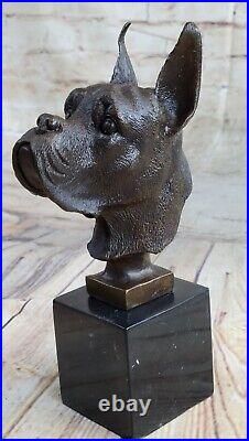 Hand Made Bronze Dog Boxer Pups Terrier Animal Ornament Vintage Statue Sculpture