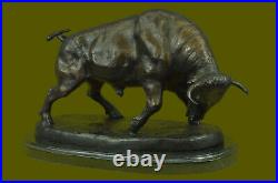 Hand Made Bronze Marble Sculpture Statue Bull Hot Cast Stock Market Figurine
