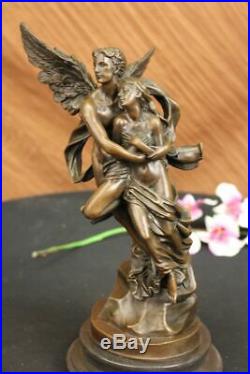 Hand Made Bronze Marble Statue Cupid Psyche Eros Aphrodite Venus Winged Lovers