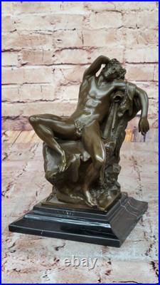 Hand Made Bronze Nude Man on Rock Statue by Milo Gay Interest Home Decoration Hand Made Bronze Nude Man on Rock Statue by Milo Gay Interest Home Decoration