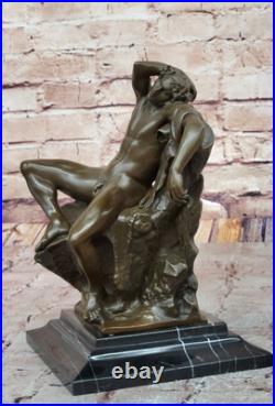 Hand Made Bronze Nude Man on Rock Statue by Milo Gay Interest Home Decoration Hand Made Bronze Nude Man on Rock Statue by Milo Gay Interest Home Decoration