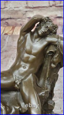Hand Made Bronze Nude Man on Rock Statue by Milo Gay Interest Home Decoration Hand Made Bronze Nude Man on Rock Statue by Milo Gay Interest Home Decoration