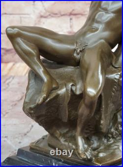 Hand Made Bronze Nude Man on Rock Statue by Milo Gay Interest Home Decoration Hand Made Bronze Nude Man on Rock Statue by Milo Gay Interest Home Decoration