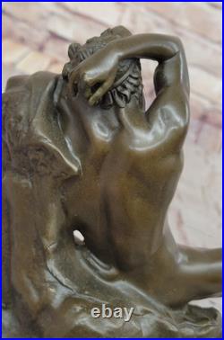 Hand Made Bronze Nude Man on Rock Statue by Milo Gay Interest Home Decoration Hand Made Bronze Nude Man on Rock Statue by Milo Gay Interest Home Decoration