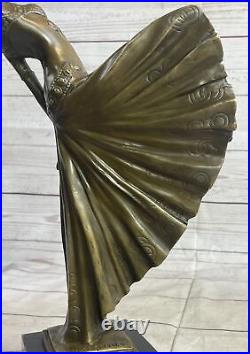 Hand Made Bronze Sculpture After Chiparus Chorus Dancer Signed Figurine Statue Hand Made Bronze Sculpture After Chiparus Chorus Dancer Signed Figurine Statue