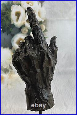 Hand Made Bronze Sculpture Index Finger Brown Patina Figurine Art Numbered