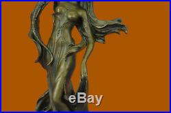 Hand Made Bronze Sculpture Museum Quality Candleholder Sexy Woman Statue UG