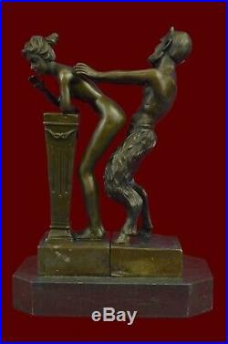 Hand Made Bronze Sculpture Nude Loving Couple Hot Cas Statue Figurine EX