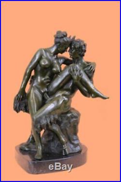 Hand Made Bronze Sculpture Satyr Nude Nymph Bachus statue, signed Mavchi Figure
