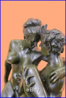 Hand Made Bronze Sculpture Satyr Nude Nymph Bachus statue, signed Mavchi Figure