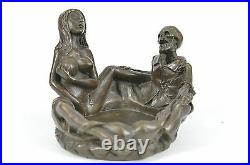 Hand Made Bronze Sculpture Satyr Nude Nymph statue, signed Odegaard Figure DEAL