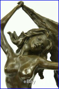 Hand Made Bronze Sculpture Sexy Lady Art Nouveau Lost Wax Statue Figurine EX
