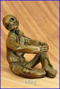 Hand Made Bronze Sculpture Statue Skull Skeleton Pirates Original Figurine