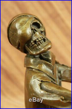 Bronze Statue Skull Skeleton pirates bronze sculpture Signed Original Figurine 