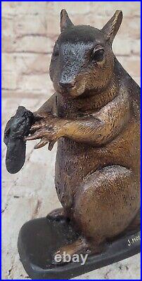 Hand Made Bronze Squirrel Statue by Moigniez Hot Cast Animal Figurine